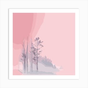 Pink Forest With Trees Art Print