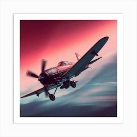 A Futuristic Sci Fi Styled Image Of A Vintage Plane Doing Stunts, Rich In Burgundy And Deep Blue Hues, With Blurred Lines, Action Poses, Sophisticated Elegance, Advanced Technology, And Space Elements Art Print