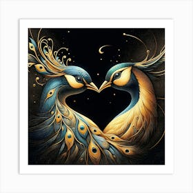 Peacocks In Love 1 Art Print