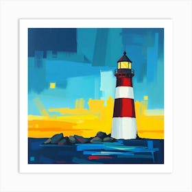 Lighthouse At Sunset 9 Art Print