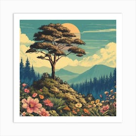 One Tree In The Mountains Art Print