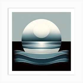 Moon And Waves Art Print