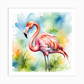 Watercolor Flamingo Art Print