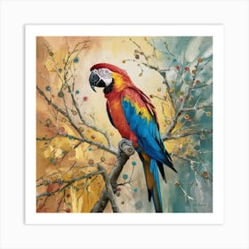 Parrot On A Branch Art Print