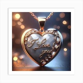 A Image Of A Pendant In A Heart Shape With I Love You Engraved On It 3 Art Print