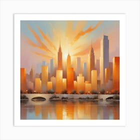 Sunset Over New York City Art Print