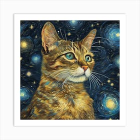 Van Gogh Cat Artwork Capturing 2 Art Print