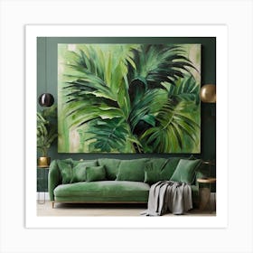 Green fan of palm leaves 3 Art Print