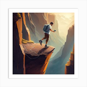 Man On The Cliff Art Print