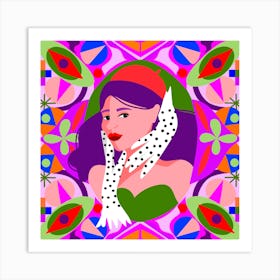 Being Glamorous Framed By Shapes  Square Art Print