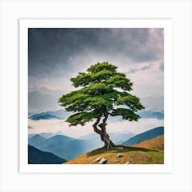 Lone Tree In The Mountains 1 Art Print