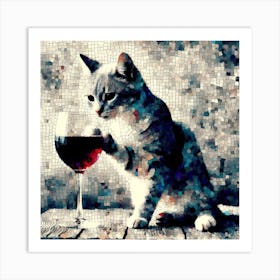 CAT WITH WINE Art Print