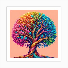 "Arboreal Symphony" - This radiant piece of art captures the essence of an autumnal symphony, where a tree, rooted in strength, branches out into an explosion of colors. The warm, fiery tones merge with cool, calming hues to create a visual representation of the tree of life, symbolizing growth, harmony, and the vibrant dance of seasons. Each leaf is intricately detailed, suggesting the unique beauty of individuality within the collective. This art piece is perfect for those who find solace in nature and delight in the colorful expressions of life. Let "Arboreal Symphony" resonate with the rhythm of nature in your own sanctuary. Art Print