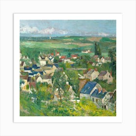 View Of A Village Oil Painting Landscape Illustration Art Print