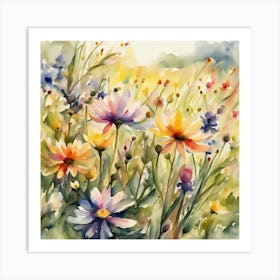 Watercolor Flowers Art Print