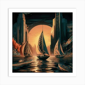 Sailboats In The Sky Art Print