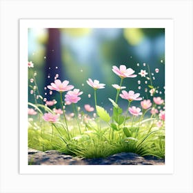 Flowers In The Grass Art Print