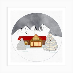 House In The Mountain Square Art Print