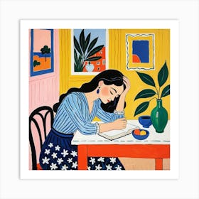 Woman Reading A Book 9 Art Print