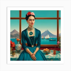 Frida Kahlo On The Window At The Bay Art Print