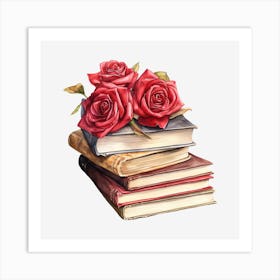 Roses On Books 16 Art Print