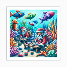 Super Kids Creativity:Santa Claus Under The Sea Art Print