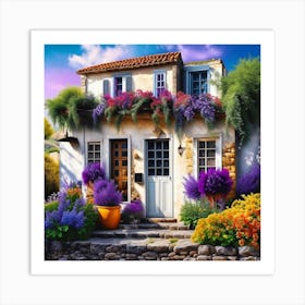 House With Flowers Art Print