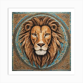 Lion Mosaic Geometric Art Print