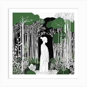 Woman In The Forest 3 Art Print