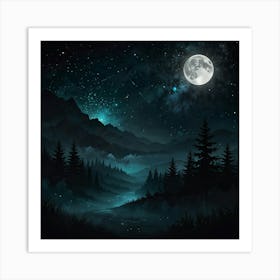 Night Landscape Wallpaper Art Print