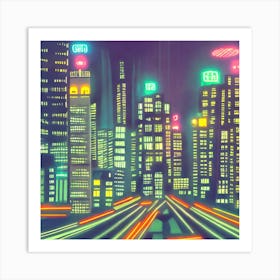 Neon Cityscape Art Print