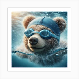 Teddy Bear Swimming Art Print