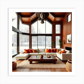 Living Room With Fireplace 1 Art Print