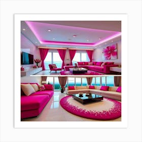 Pink Living Room Art Print