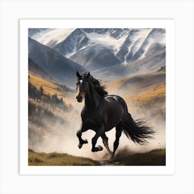 Horse Galloping In The Mountains 1 Art Print