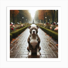 Pit Bull in the Park 1 Print Art Print