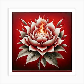 Lotus Flower On Fire 2 Art Print