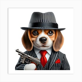 OGB~ Original Ganster Beagle In A Suit~Reimagined 2 Art Print