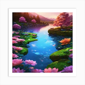 Lotus Flower In The Water Art Print