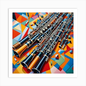 Clarinets Cubism Style Art Print