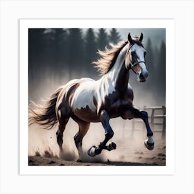 Horse Galloping In The Field Art Print