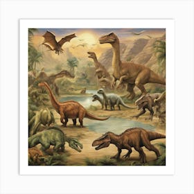 Dinosaurs In The Jungle 6 Art Print