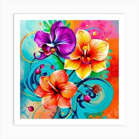 Colorful Orchids Art Print