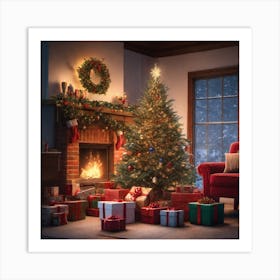 Christmas In The Living Room 46 Art Print