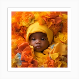 Portrait Of A Baby In A Flower Crown Art Print