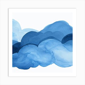 Blue Watercolor Clouds Art Print