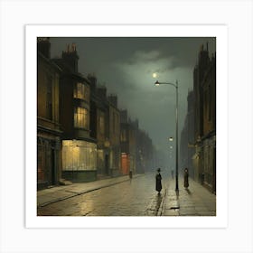 A Street At Night By John Atkinson Grimshaw Art Print 3 Art Print