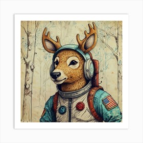 Astronaut Deer 7 Art Print