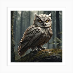 Owl In The Woods 48 Art Print