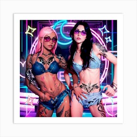 Two Women With Tattoos 1 Art Print